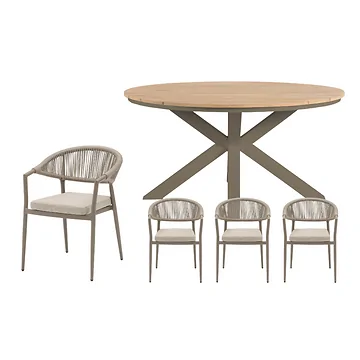 Royal Seasons Diningset 4-zits Bo Rond Espresso