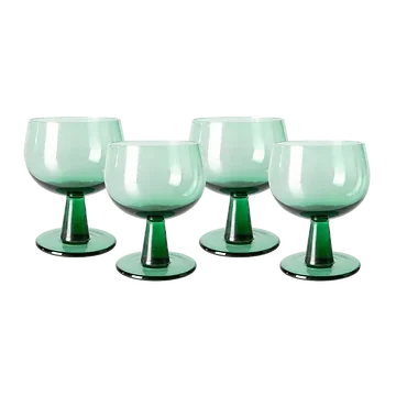 HKliving Wijnglazen Laag The Emeralds Fern Green 4 stuks 0.25 L