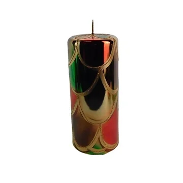 Kerstkaars stomp metallic 7 x 18 cm