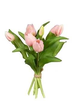 Kunstbloem tulpenbundel lichtroze 7 stelen 30 cm