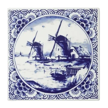 Heinen Delfts Blauw Tegel Landschap 13 cm