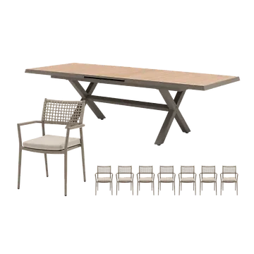Royal Seasons Diningset 8-zits Liv Uitschuifbaar Espresso
