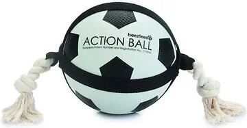 Beeztees Action voetbal met touw 19 cm