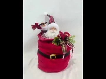 Kerstman in zak bewegende animatiepop 41 cm