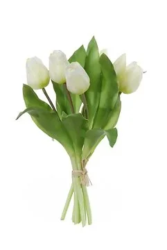 Kunstbloem tulpenbundel wit 7 stelen 30 cm