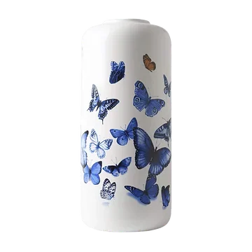 Heinen Delfts Blauw Cilinder Vaas Vlinders
