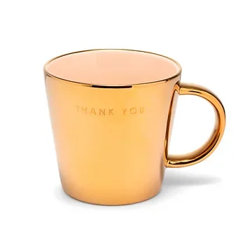 Vondels Ceramic tea cup thank you gold ecru 350 ml