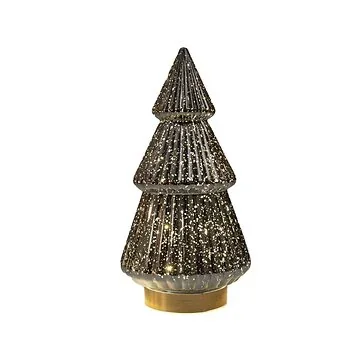 Anna's Collection kerstboompje glas metallic antraciet 28.5 x 15 cm