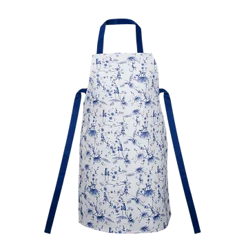 Heinen Delfts Blauw Keukenschort Aapjes Wit