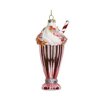 Kersthanger IJsglas Roze 14 cm