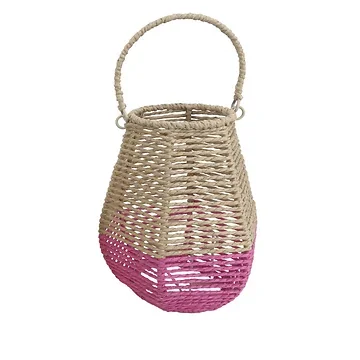 Lantaarn met glas roze 19 x 24 cm