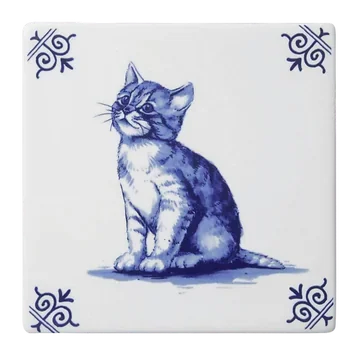Heinen Delfts Blauw Tegel Poes 13 cm
