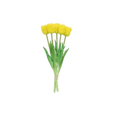 Kunstbloem Zijde Papegaai Tulp Geel 39cm 5 stuks