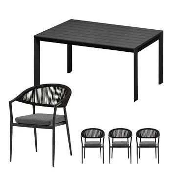 Ease up Diningset 4-zits Bo Zwart