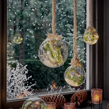 Verlichte Kerstbal Micro LED Glas aan Touw ø 20