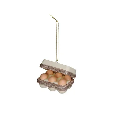 Kersthanger Verse Eieren Glas Bruin 7.6 cm