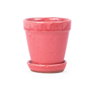 Pot met schotel Pale pink 11 x 11.5 cm