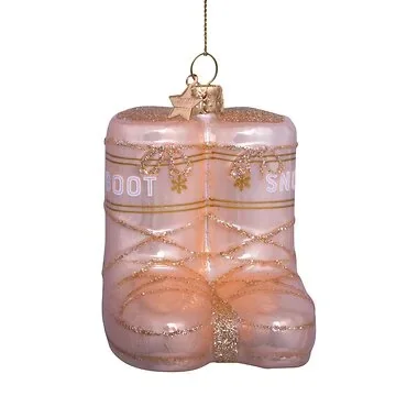 Vondels Kersthanger champagne sneeuw laarzen 7.5 cm