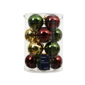 Decoris Kerstballen glas groen-rood-goud 16 stuks Ø 8 cm