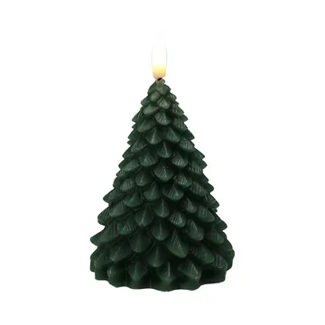 LED-kaars Kerstboom donker groen 19 cm