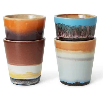 HKliving Ristrettokopje 70's Ceramics Solar 4 stuks 0.1 L