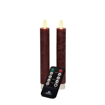 Dinerkaars LED Wax Bordeaux 18 cm 2 stuks met afstandsbediening