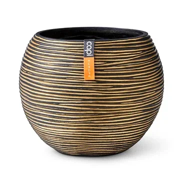 Capi Europe Bloempot Rib Zwart Goud 18 x 15 cm