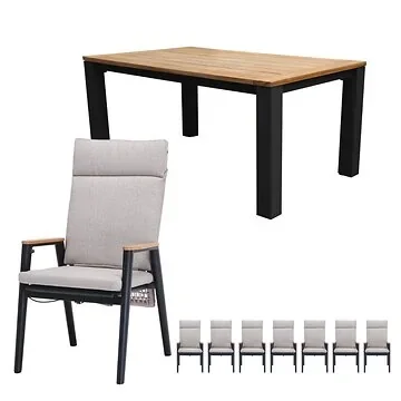 Royal Seasons Diningset 4-zits Portland Teak Antraciet