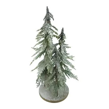 Evergreen miniboompjes op ronde voet ice finish 25 x 50 cm