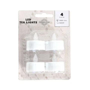 Theelicht LED wit met timer 6/18u 4 stuks