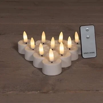 Theelicht LED 3D vlam 10 stuks wit