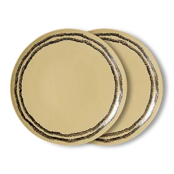 HKliving Dinerbord 70's Ceramics Vanilla 2 stuks 27.5 cm