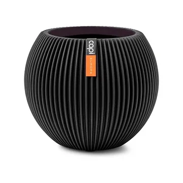 Capi Europe Vaas bol Groove zwart 30 x 30 x 25 cm
