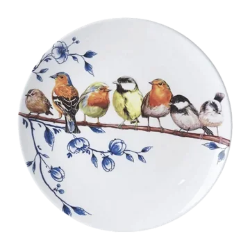 Heinen Delfts Blauw Bord Bosvogels