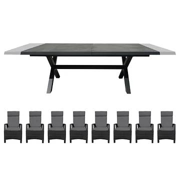 Royal Seasons Uitschuifbare Diningset 8-zits Fabio dining Antraciet