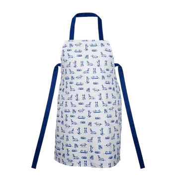 Heinen Delfts Blauw Keukenschort Teckel Nhaan Wit