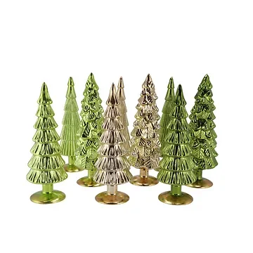 Twinkle Forest Green Glass Tree Metallic Ass 9x35cm