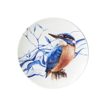 Heinen Delfts Blauw Bord IJsvogel