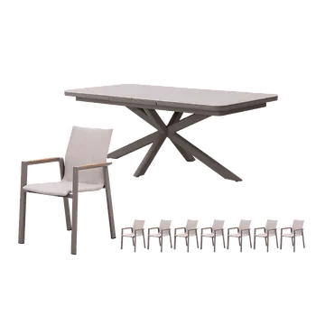 Royal Seasons Diningset 8-zits Solare Espresso