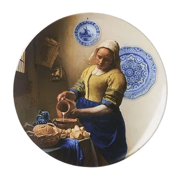 Heinen Delfts Blauw Wandbord Melkmeisje met Borden