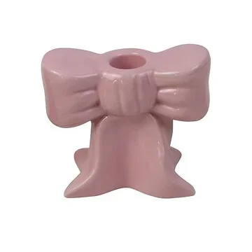 Kandelaar strik pink 10.5 x 9.5 x 10 cm