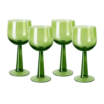 HKliving Wijnglazen Hoog The Emeralds Lime Green 4 stuks 0.24 L