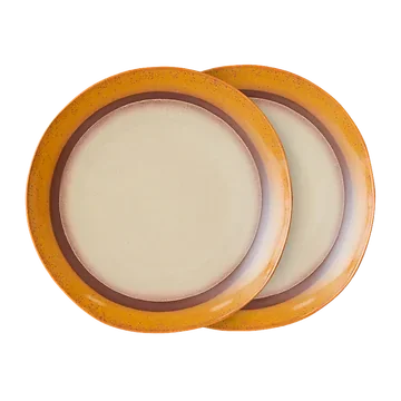 HKliving Dinerbord 70's Ceramics Coconut 2 stuks 27.5 cm