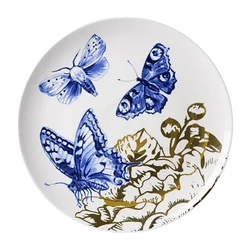 Heinen Delfts Blauw Wandbord Insecten Vlinders
