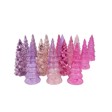 Twinkle Pretty Pink Glass Tree Metallic Lights Ass 9x20cm