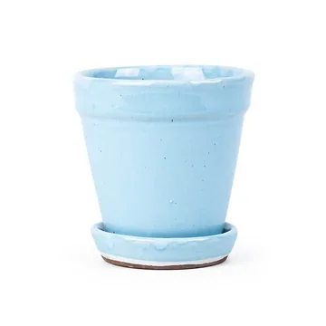 Pot met schotel Sky blue 11 x 11.5 cm