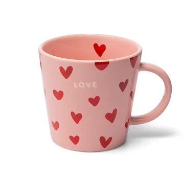 Vondels Ceramic Tea Cup Hearts Love pink 350ml
