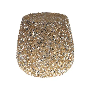 Theelichthouder Strass Cauldron Goud 9.5 x 9 cm