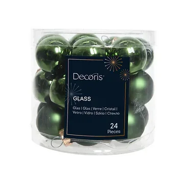 Decoris Kerstballen glas dennengroen 24 stuks Ø2.5 cm