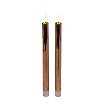 Dinerkaars Koper LED 3D vlam 2 stuks 25 cm